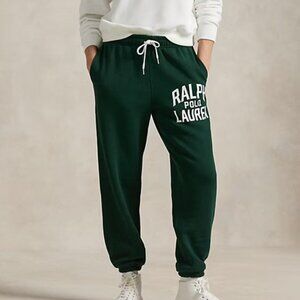 POLO RALPH LAUREN I Pine Green Logo Fleece Drawstring Sweatpants Joggers, XS